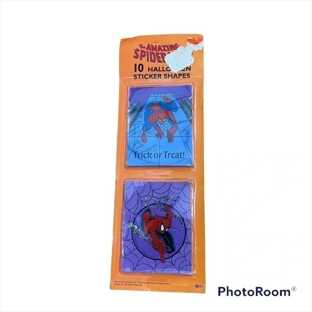Vintage Amazing Spiderman Halloween Sticker Shapes NEW Favor Treat Toy